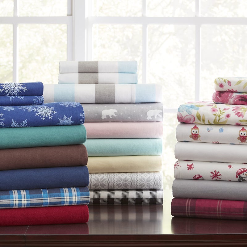 Pointehaven Flannel Deep Pocket Set with Oversized Flat Sheet, King, Sylvan - Image 3